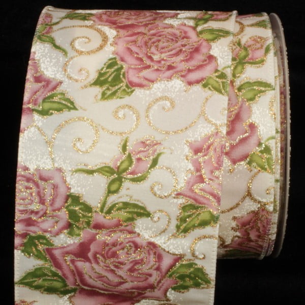 Cabbage Roses wire edged Offray Ribbon 10 YARDS Vintage Ribbon